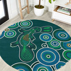 Green Platypus Aboriginal Art Round Carpet