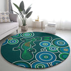 Green Platypus Aboriginal Art Round Carpet