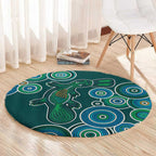 Green Platypus Aboriginal Art Round Carpet