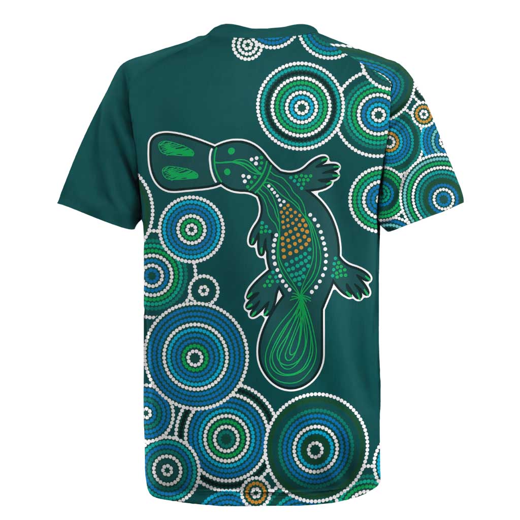 Green Platypus Aboriginal Art Rugby Jersey