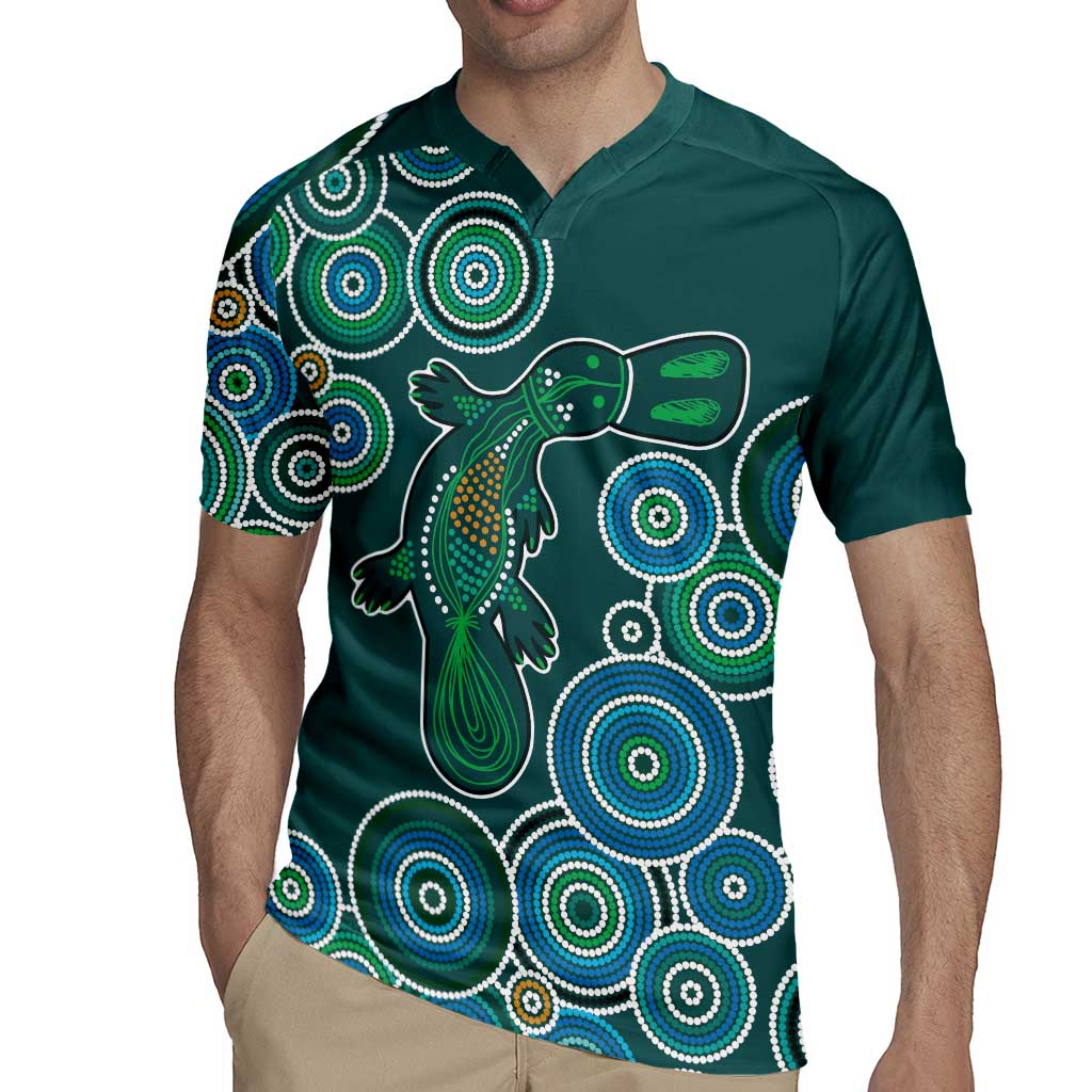 Green Platypus Aboriginal Art Rugby Jersey