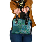 Green Platypus Aboriginal Art Shoulder Handbag
