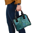 Green Platypus Aboriginal Art Shoulder Handbag