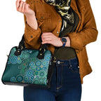 Green Platypus Aboriginal Art Shoulder Handbag