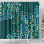Green Platypus Aboriginal Art Shower Curtain