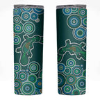 Green Platypus Aboriginal Art Skinny Tumbler
