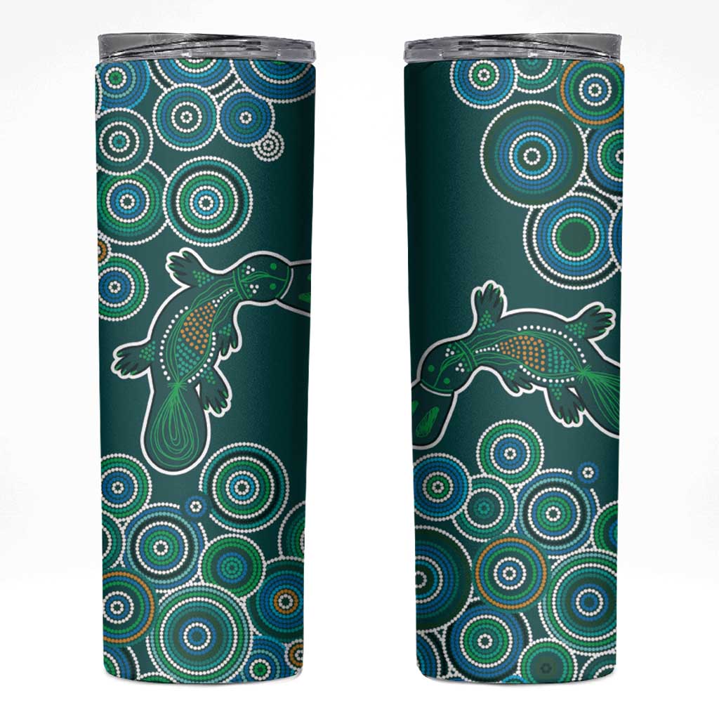 Green Platypus Aboriginal Art Skinny Tumbler