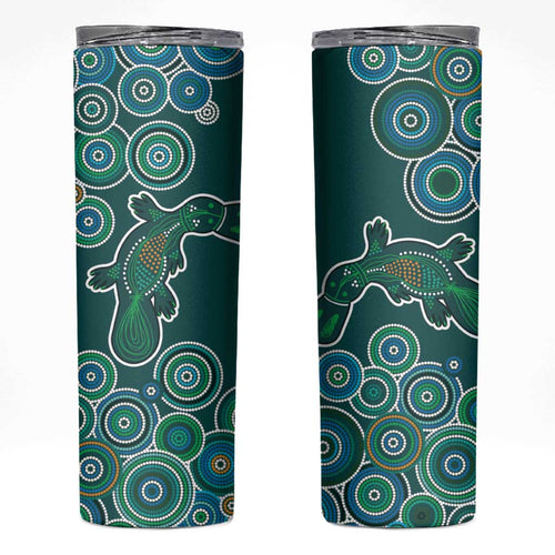 Green Platypus Aboriginal Art Skinny Tumbler