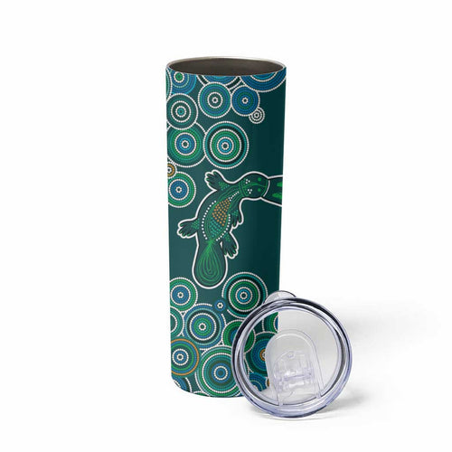 Green Platypus Aboriginal Art Skinny Tumbler