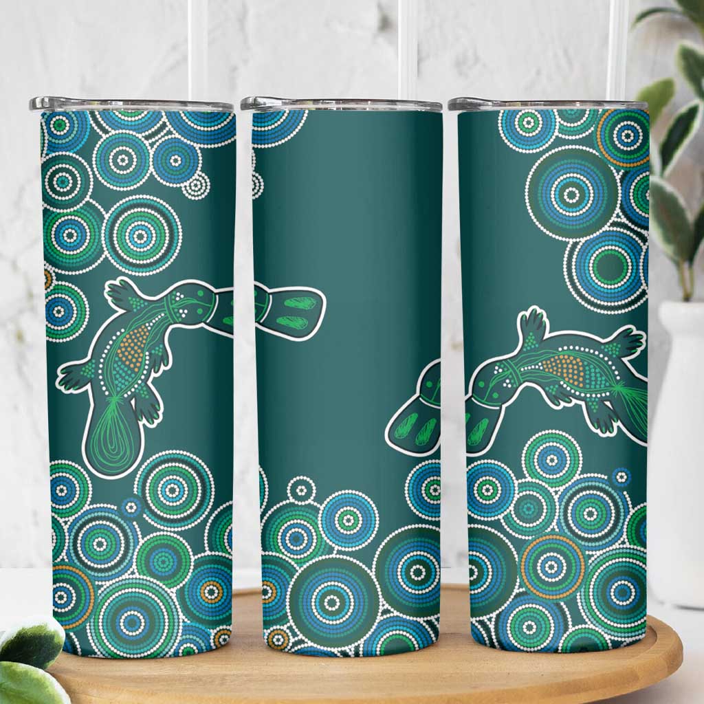 Green Platypus Aboriginal Art Skinny Tumbler