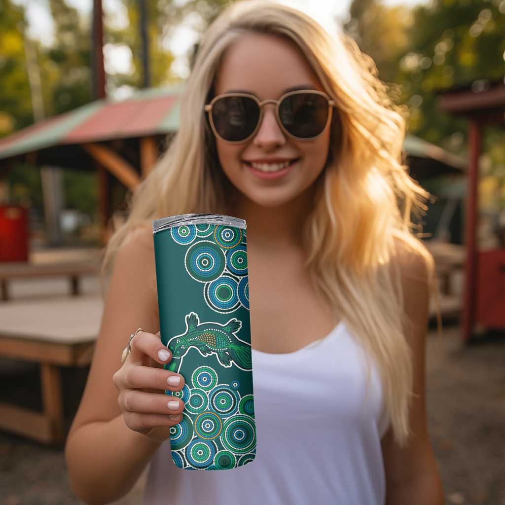 Green Platypus Aboriginal Art Skinny Tumbler