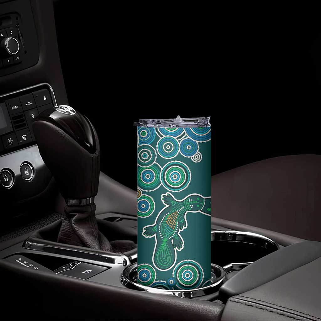 Green Platypus Aboriginal Art Skinny Tumbler