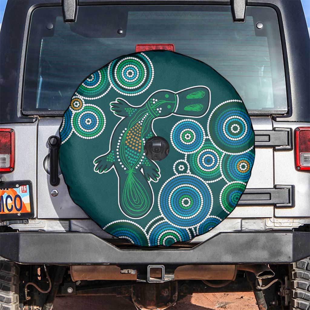 Green Platypus Aboriginal Art Spare Tire Cover