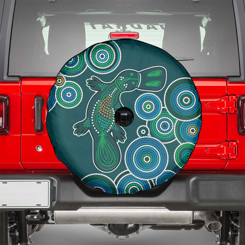 Green Platypus Aboriginal Art Spare Tire Cover