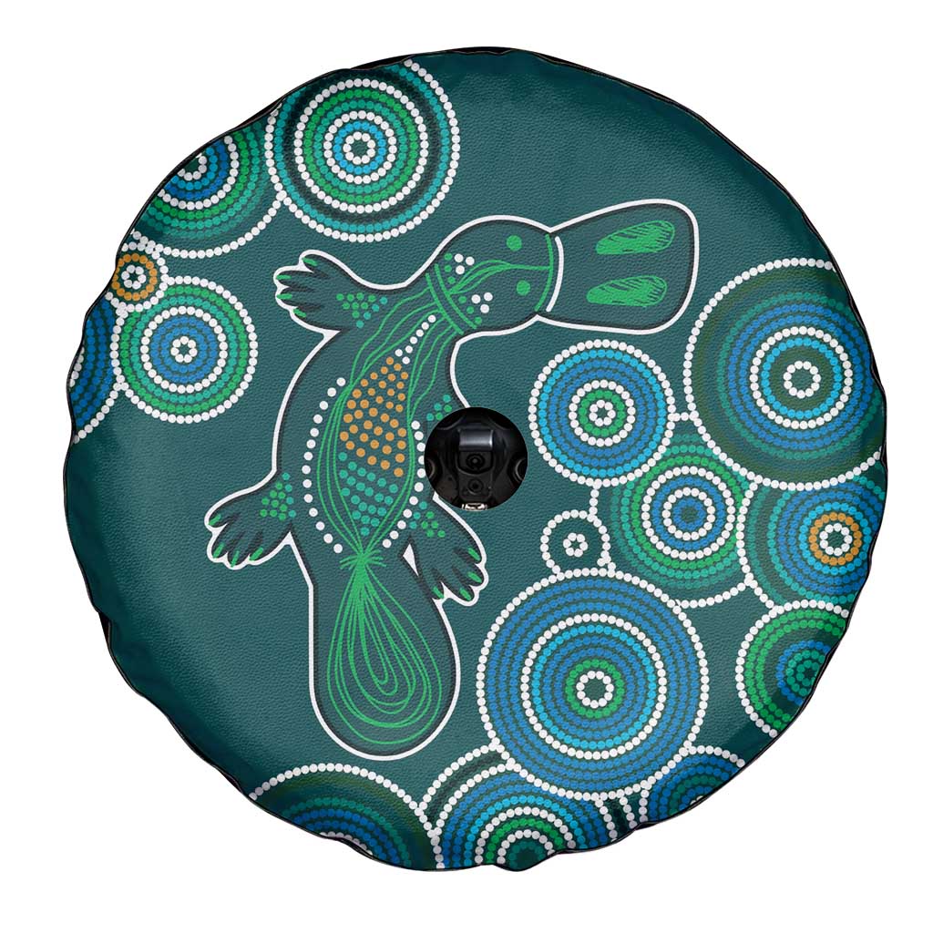 Green Platypus Aboriginal Art Spare Tire Cover