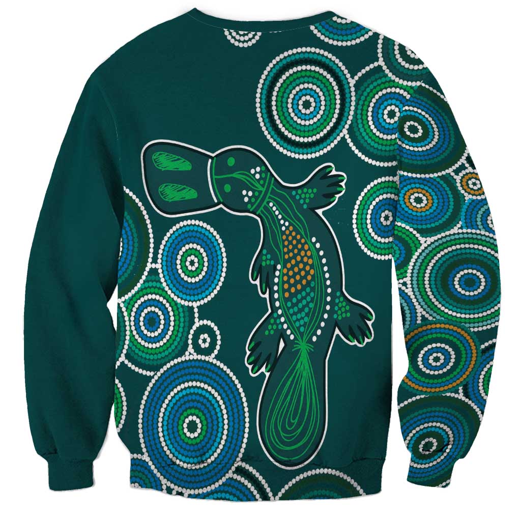 Green Platypus Aboriginal Art Sweatshirt