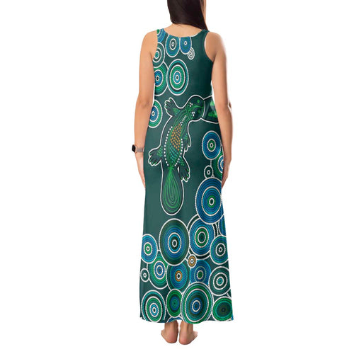 Green Platypus Aboriginal Art Tank Maxi Dress