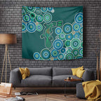 Green Platypus Aboriginal Art Tapestry