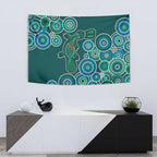 Green Platypus Aboriginal Art Tapestry