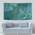 Green Platypus Aboriginal Art Tapestry