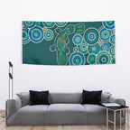 Green Platypus Aboriginal Art Tapestry