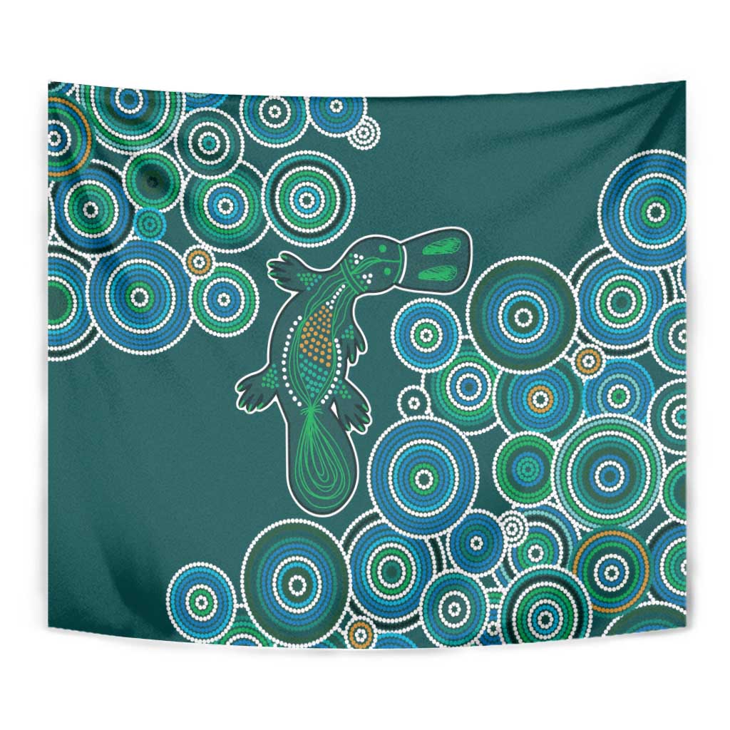 Green Platypus Aboriginal Art Tapestry