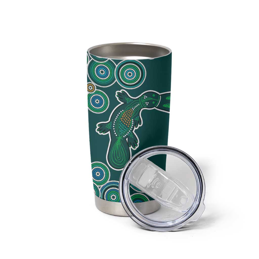 Green Platypus Aboriginal Art Tumbler Cup