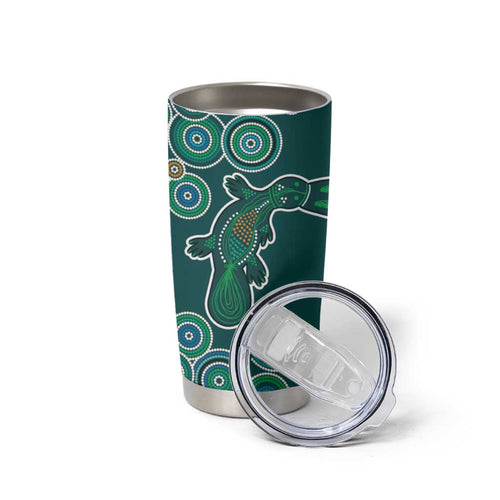 Green Platypus Aboriginal Art Tumbler Cup