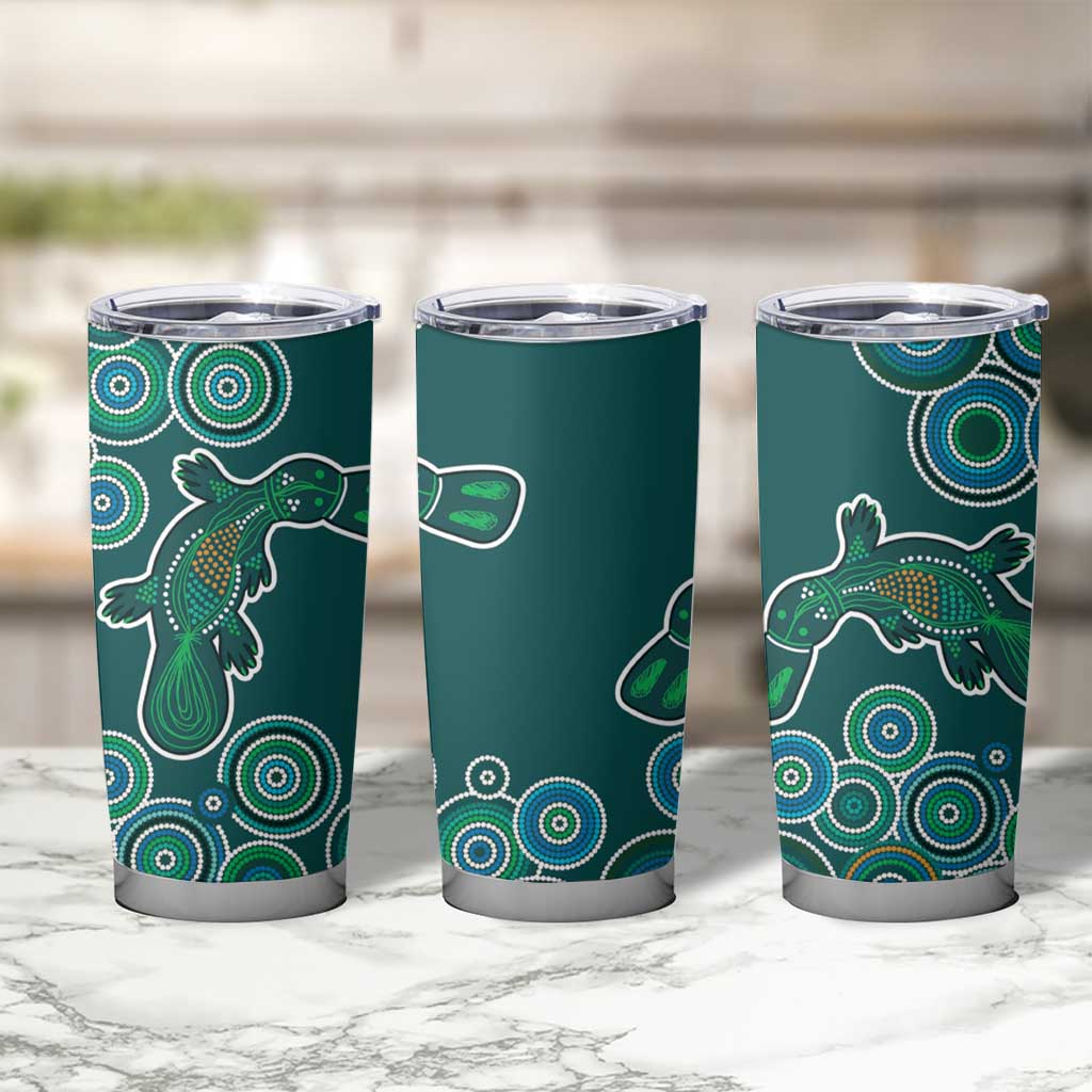 Green Platypus Aboriginal Art Tumbler Cup