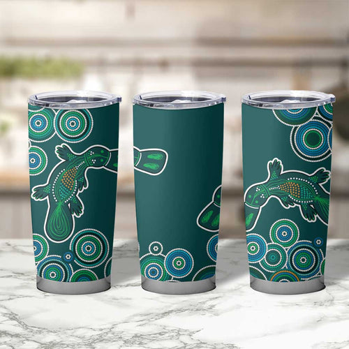 Green Platypus Aboriginal Art Tumbler Cup