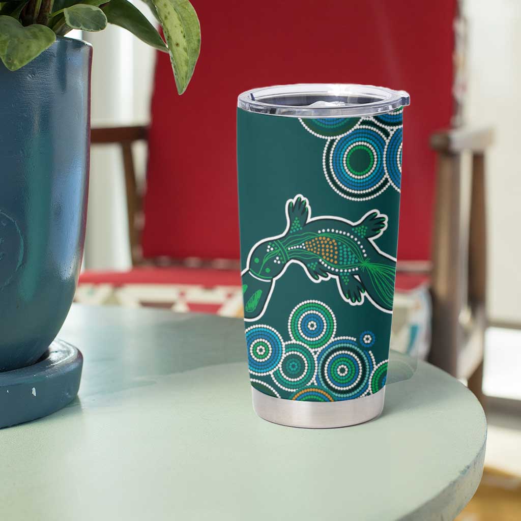 Green Platypus Aboriginal Art Tumbler Cup