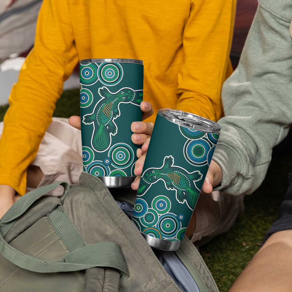 Green Platypus Aboriginal Art Tumbler Cup