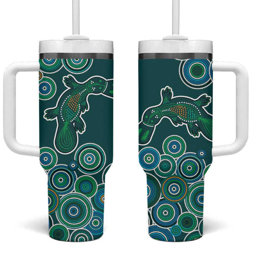 Green Platypus Aboriginal Art Tumbler With Handle