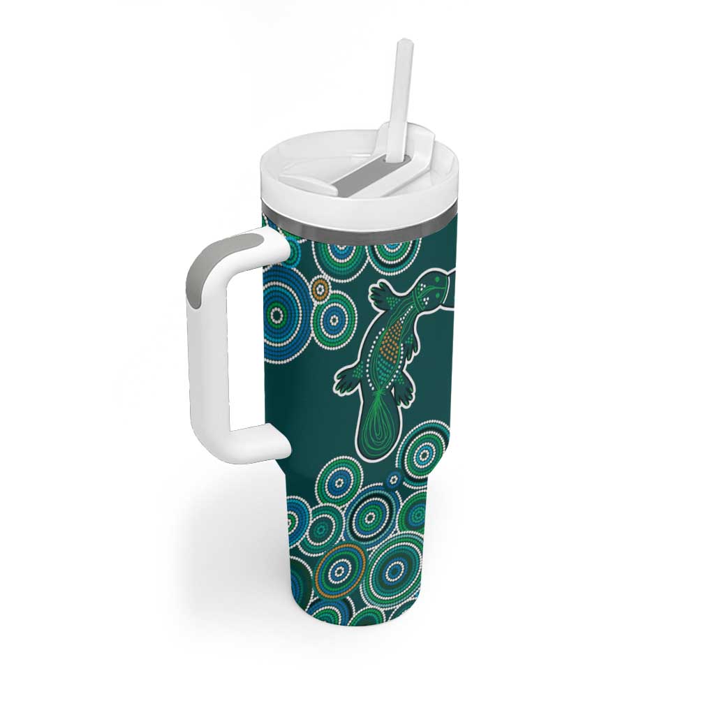 Green Platypus Aboriginal Art Tumbler With Handle