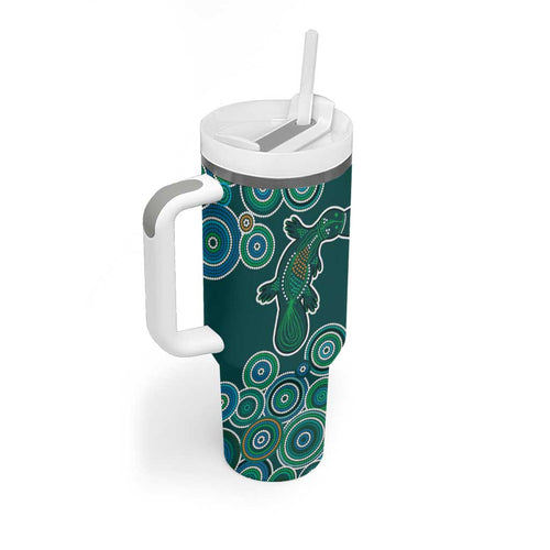 Green Platypus Aboriginal Art Tumbler With Handle