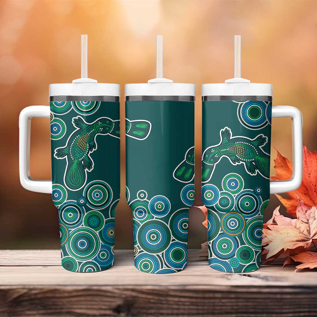 Green Platypus Aboriginal Art Tumbler With Handle