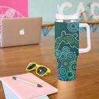 Green Platypus Aboriginal Art Tumbler With Handle