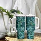 Green Platypus Aboriginal Art Tumbler With Handle