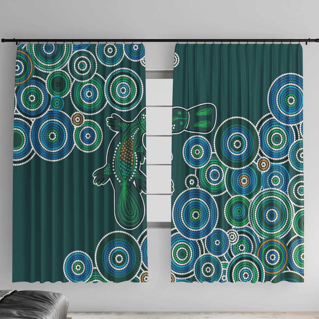 Green Platypus Aboriginal Art Window Curtain