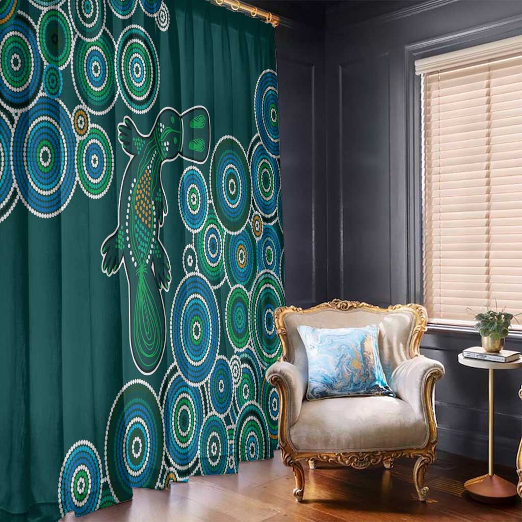 Green Platypus Aboriginal Art Window Curtain