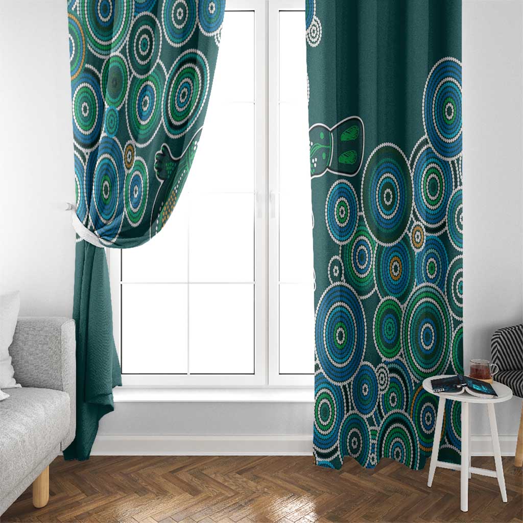 Green Platypus Aboriginal Art Window Curtain
