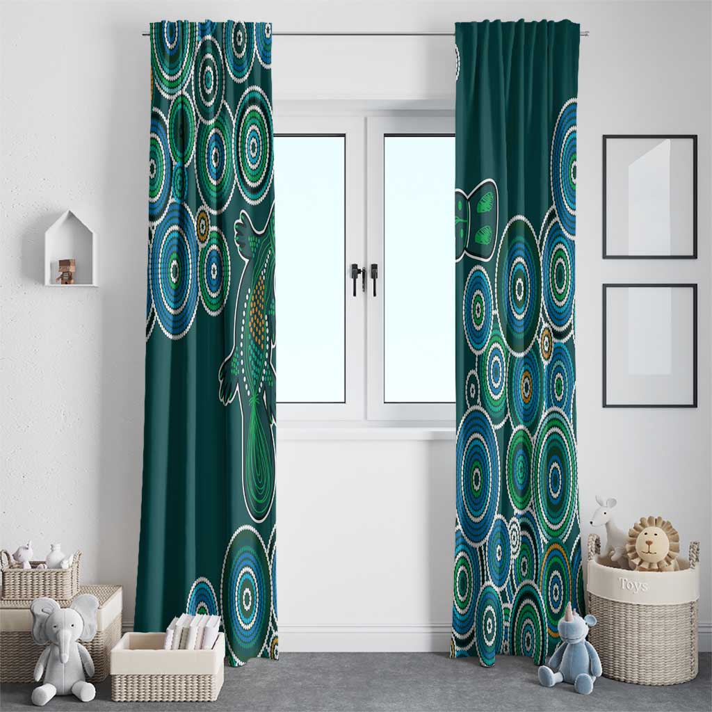 Green Platypus Aboriginal Art Window Curtain