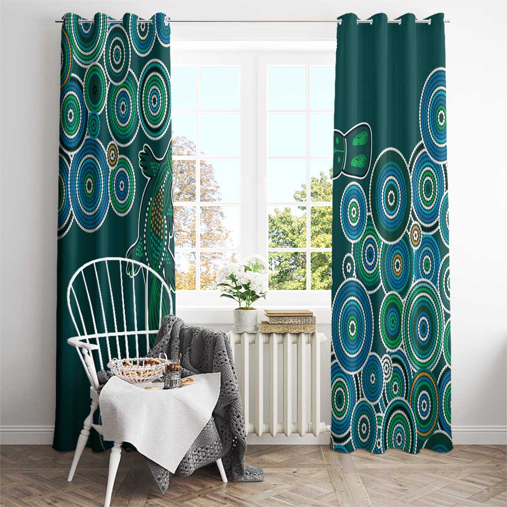 Green Platypus Aboriginal Art Window Curtain