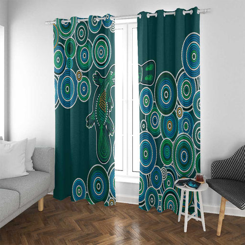Green Platypus Aboriginal Art Window Curtain