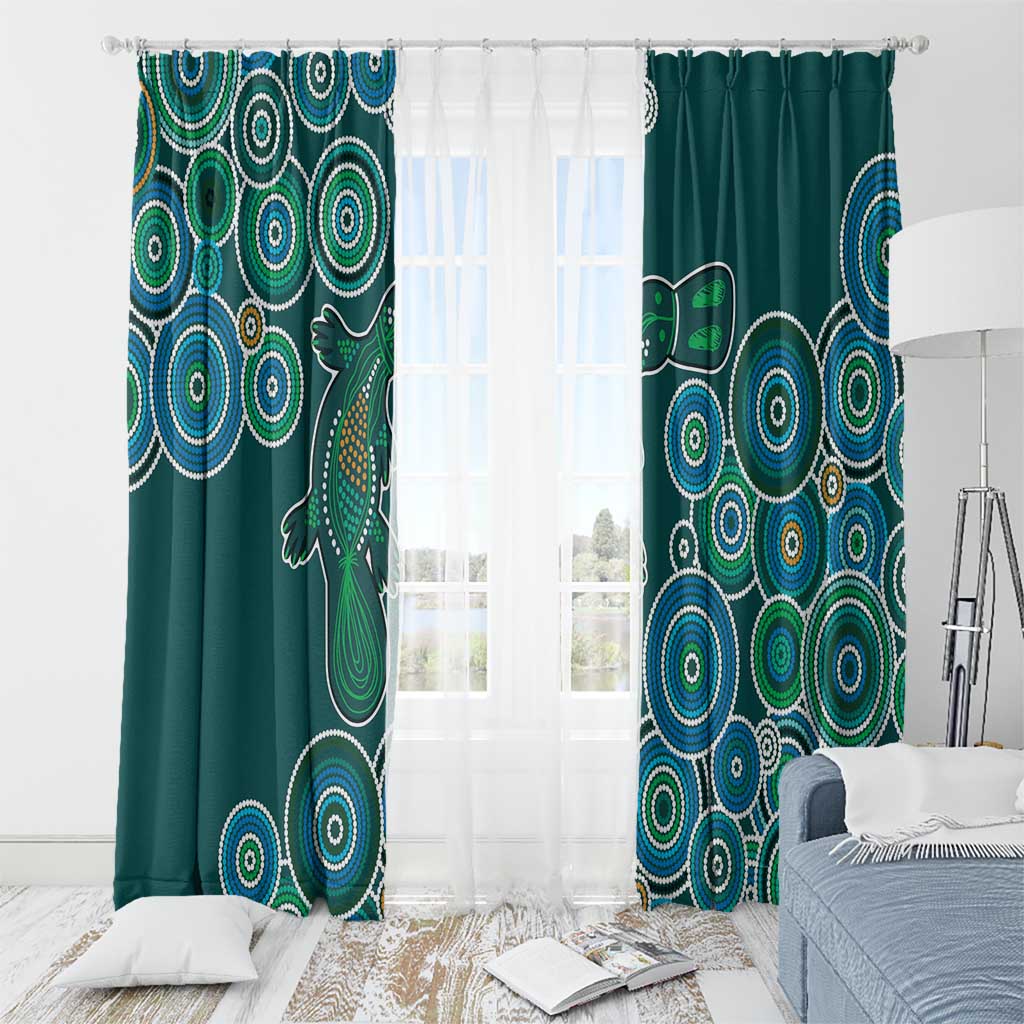 Green Platypus Aboriginal Art Window Curtain