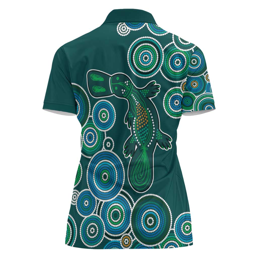 Green Platypus Aboriginal Art Women Polo Shirt