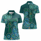Green Platypus Aboriginal Art Women Polo Shirt