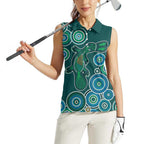 Green Platypus Aboriginal Art Women Sleeveless Polo Shirt