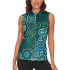 Green Platypus Aboriginal Art Women Sleeveless Polo Shirt