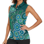 Green Platypus Aboriginal Art Women Sleeveless Polo Shirt